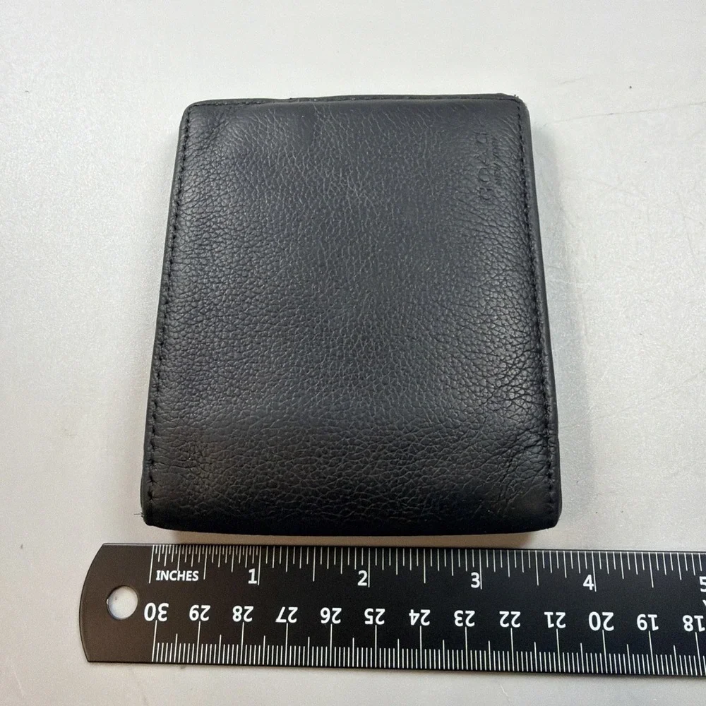 COACH Men's Bifold Black Pebble Leather Wallet